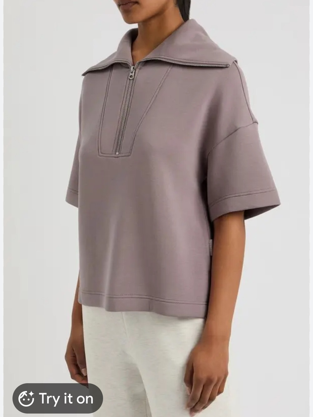 VARLEY Willow Half Zip Shirt Purple Double Soft stretch jersey boxy fit Sz S